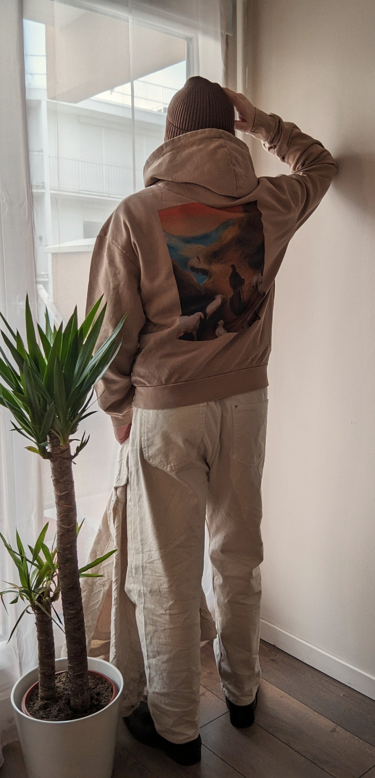 Hoodie beige Peinture Jésus