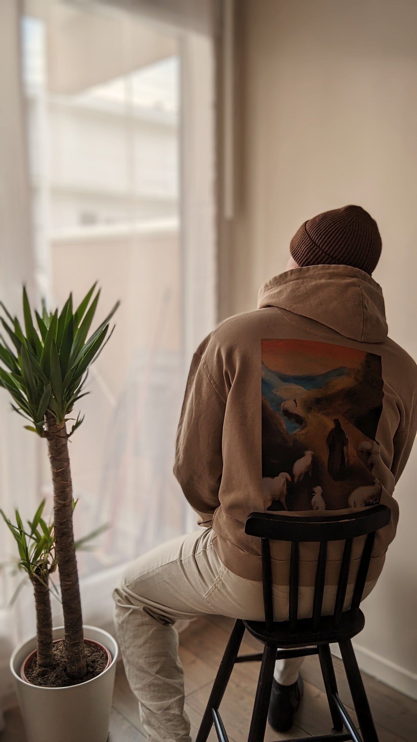 Hoodie beige Peinture Jésus